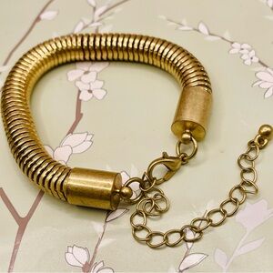 Elegant Gold Soft Coil Bracelet. Snake Bracelet. 7 inches with 3 inch extender